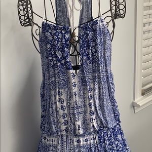 Summer Blue/White Patterned Maxi Dress